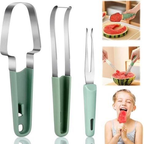 Coupe Pastèque,3 en 1 Trancheur de Fruits en Acier Inoxydable Slicer de pastèque empilable watermelon slicer cutter outils 1pc (1/4)