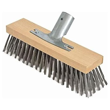 Balai en poil d'acier, 30 cm avec support de manche en métal - Ø 28 cm - tête balai brosse - corps en bois de hêtre haute qualité (1/5)