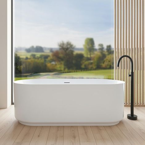 NAÏA 170 cm freistehende Badewanne aus weißem Acryl (1/5)