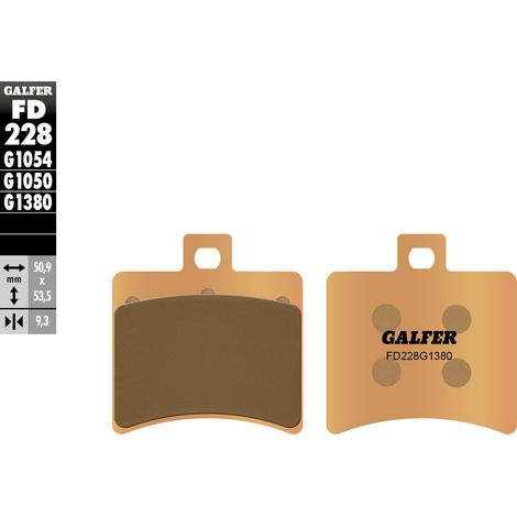 PASTILLAS DE FRENO GALFER KH298 DE METAL SINTERIZADO PARA SCOOTER (DORADO)
