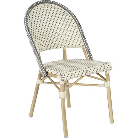 Oviala – Chaise de jardin empilable en aluminium et rotin synthétique – Revêtement en poudre grain de bois – Hauteur d'assise 45 cm – Poids max 100 kg (1/5)