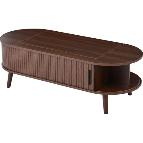 Mesa de centro elevable 120 x 50 x 39,5 cm con almacenamiento oculto color nogal MDF (1/5)