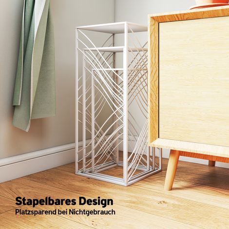 Lot de 3 supports pour plantes, 50/60/70 cm de hauteur, présentoirs à fleurs, étagère à plantes empilable en métal blanc (1/5)