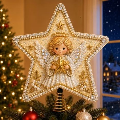 Neues Produkt: Sternförmige Weihnachtsbaumspitze aus Acryl, 10 x 10 x 0,2 cm – Engel