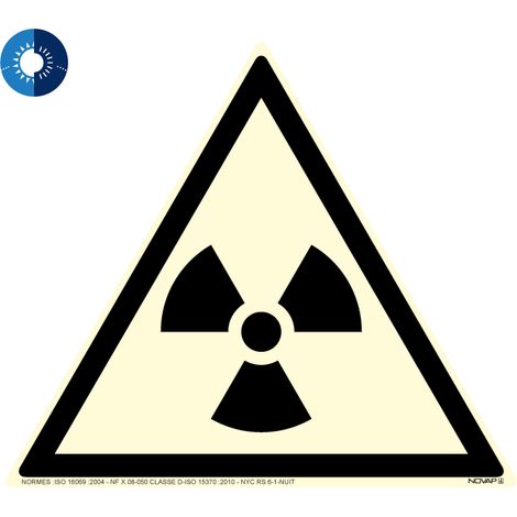 Panneau photoluminescent HD Danger radiations - rigide triangle 100mm - 4055541