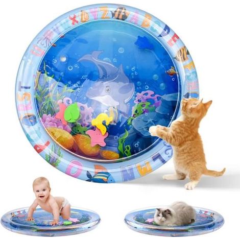Tapis d'eau pour Chats, Tapis d'eau Sensoriel Épaissi de Haute Qualité,Tapis d'eau Gonflable pour Chat,Tapis Capteur d'eau,aquarium (1/5)