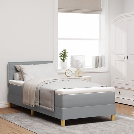 Boxspringbett mit Matratze Hellgrau 80 x 200 cm Stoff vidaXL