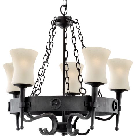Searchlight Cartwheel - Plafonnier à 5 bras multiples noir, Scavo Glass Five, E27 (1/4)