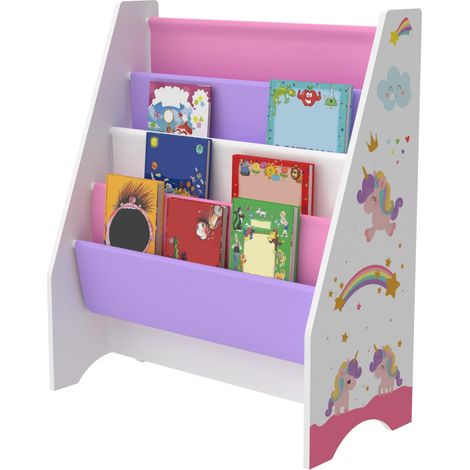 Libreria di design per soggiorno scaffale originale per bambini in stile Fisterra con 4 scomparti aperti bianco / viola / rosa 030006480