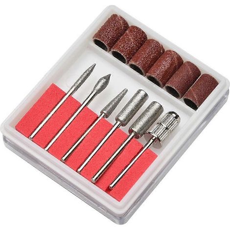Kit de 12 embouts de perceuse à ongles, bandes de ponçage, limes, diamètre de tige 2,3 mm (3/32 po), tête de meulage