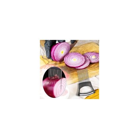 Pinze per cipolle in acciaio inossidabile, forchetta per cipolle, affettatrice per cipolle, coltello per cipolle per tagliare carne, verdura e frutta - Utensile da cucina Crezuo
