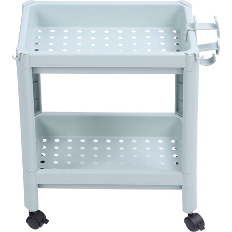 [Estantería de baño] Estantería de suelo con ruedas, sistema de estanterías abiertas para almacenamiento en el baño, estantería de esquina independiente, estante de plástico, 2 niveles, azul nórdico c (1/5)