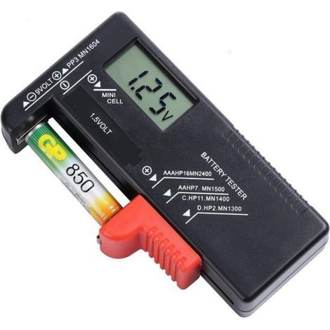 Testeur de Piles numérique pour AA, AAA, C, D, PP3, 9V, 1.5V, Piles Bouton (1/4)