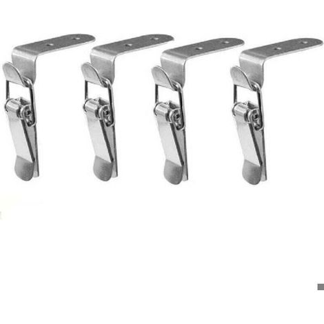 Lot de 4 loquets bascule en acier inox – Fixation coffre, tiroir, armoire – Verrouillage à ressort (1/4)