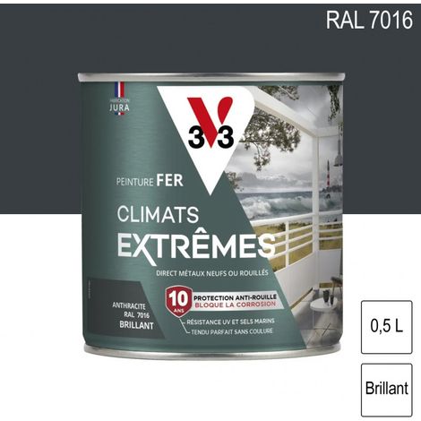 Peinture fer Climats Extrêmes RAL 7016 Gris anthracite brillant 0,5L V33 (1/5)