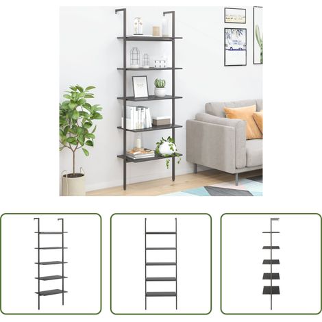 vidaXL Étagère de rangement - Étagère inclinée à 5 niveaux Noir 64x35x185 cm (1/5)