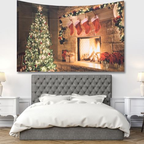 Tapisserie de Noël décorative pour chambre et salon, tenture murale, tapis, couverture, fournitures de décoration intérieure (1/5)
