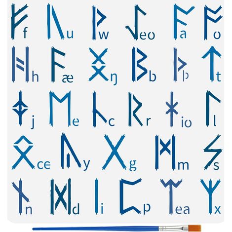Pochoir Alphabet Viking pour Peinture Au Pinceau Pochoir Réutilisable de 30x30cm Avec Lettres Runiques en Anglais pour Peinture Murale Meubles en Bois Décoration D'Intérieur (1/5)