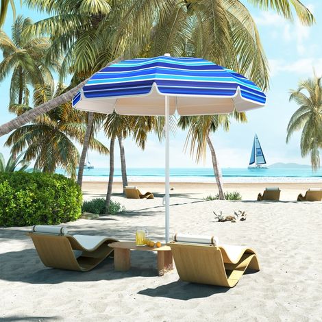 Parasol de plage Ø 1,8 m grand parasol inclinable pliable protection solaire UPF50+ légère sac de transport multicolore (1/5)