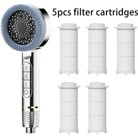 (Pommeau de douche) Ensemble de pommeau de douche haute pression avec buses de filtration, robinet de massage, pommeau de douche multijets à débit d'eau extra-large (1/5)
