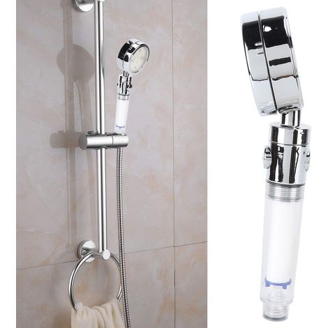 LED-Duschkopf mit Filter, Duschkopf mit Wasserstoppschalter, siebenfarbiger/Temperaturregelung, siebenfarbiger blinkender Duschkopf 8008-A34. (1/5)