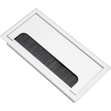 Passe-câble encastrable en aluminium 160x80mm – Sortie de câbles avec joint brosse – Pour bureaux et meubles TV – Résistant aux hautes températures (1/5)