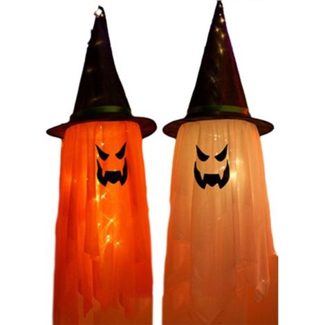 2er-Set beleuchtete Halloween-Geister-Hängedekorationen für den Außenbereich – Gruselige Partyartikel für Halloween, ideal für alle, die gerne an Bäumen kuscheln (1/5)
