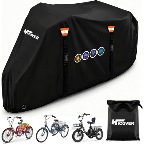 Housse pour tricycle adulte 600D - Housse imperméable pour tricycle électrique d'extérieur pour adultes avec trou pour cadenas, housses pour tricycles électriques et vélos à trois roues (1/5)