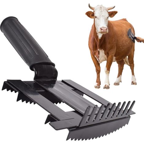 Cepillo para el cuidado de caballos y ganado (14 cm) una herramienta portátil para eliminar el pelo, adecuada para mascotas, ganado vacuno, caballos, cabras y ovejas. (1/5)