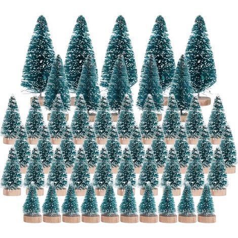 50 mini alberi di Natale artificiali con spille di neve e brina per decorazioni per feste e progetti fai da te (1/4)