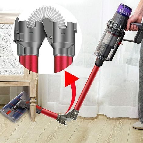 Tube télescopique, tige pliable, compatible avec Dyson V8, V10, V11, V7, tube en aluminium avec dégagement rapide pour le nettoyage sous les meubles, les tables, les lits et les canapés. (1/4)