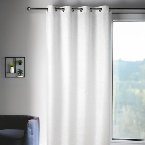 Rideau shantung tout brodé prêt à poser Blanc 140x250 cm