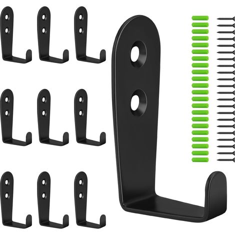 10 Pcs 3mm Thick Vintage Wall Mounted Coat Hook, Retro Metal Coat Hook, L Shape Black Coat Hook with 20 Screws for Bedroom Bathroom Kitchen (1/4)
