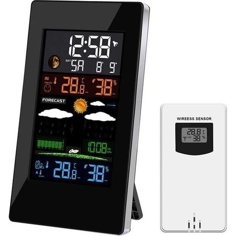 (Weiß) Wettergerät mit Sonde – Innen/Außen – Thermometer – Hygrometer (1/4)