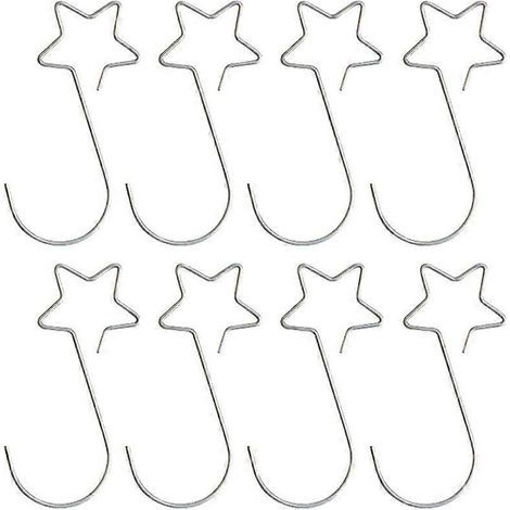 Lot de 60 crochets en forme d'étoile de Noël, crochets de suspension créatifs en métal pour décoration de Noël-5x0.1cm-Silver (1/3)