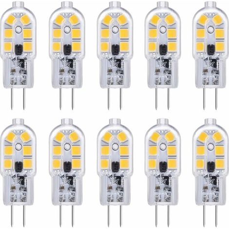 Ampoule LED G4 , Ampoule G4 LED 12V 2W Blanc Froid 6000K, 200LM, Équivalent Halogène G4 Bi-pin 10W 20W, LED Lampe G4 12V AC/DC pour Camping Car/Hotte Cuisine, non-dimmable, lot de 10, (1/5)