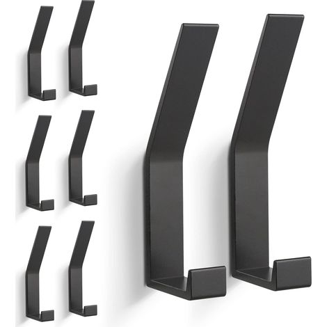 CCYKXA 6 Pcs Coat Hooks, Wall Mounted Coat Rack (Invisible Screws), Modern Coat Hook for Jackets, Coats, Clothes, Scarves, Handbags and More (Black) (1/5)