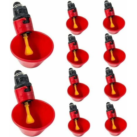 Ahlsen 10 Stück Geflügel-Trinkwasserbecher, Trinker, Futterspender, kein Durcheinander, Hühnertrinker, Küken, Viehbedarf, Hühner, Hühner, Wachteln (1/5)