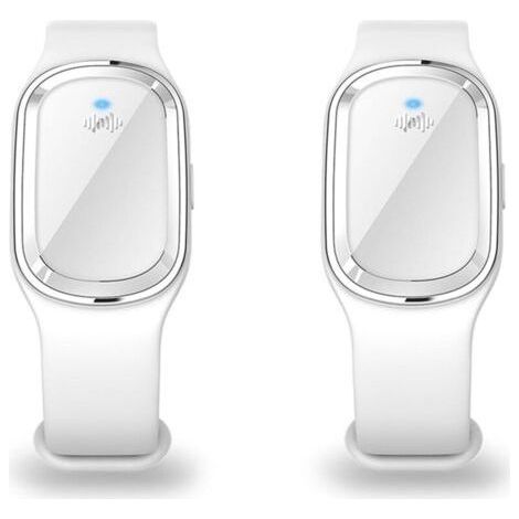 Lot de 2 Bracelet anti-moustiques à ultrasons avec câble de charge USB, convient pour adultes et enfants (Blanc) (1/4)