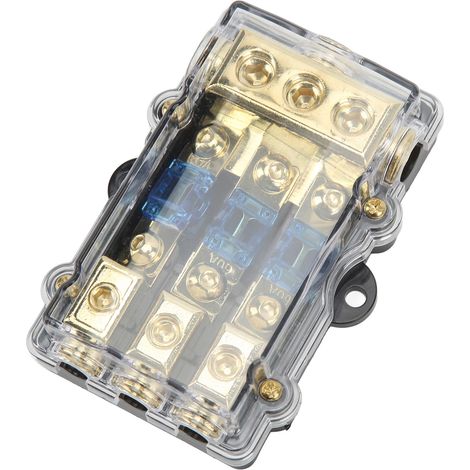 Bloc de fusibles universel à 3 voies pour autoradio, porte-fusible stéréo 60 A sécurisé avec couvercle transparent pour bateau ou yacht (1/5)
