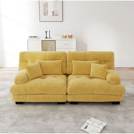 Ecksofa gelb Chenille mit modularem Design und Kissen (1/5)