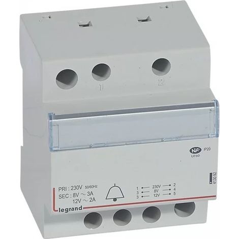 Legrand 413092 Transformer for ringing E230v 12-8v- 24va 4mod