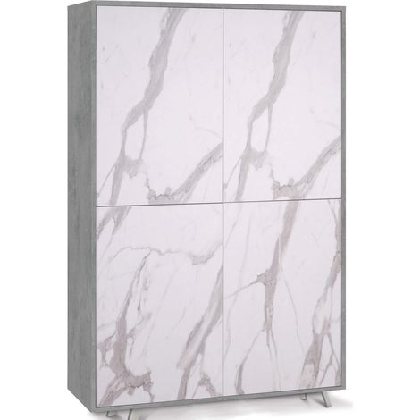 Mobile 4 Ante Apertura Push Colore Cemento Marmo cm 107x55x h. 169 (1/2)