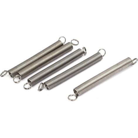Tension Spring Extension Springs 0.5mm x 5mm x 50mm 304 Stainless Steel Silver 5pcs (1/3)