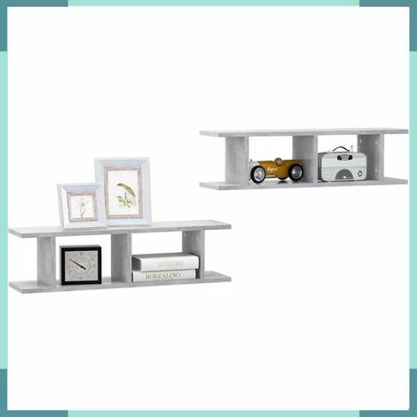 807191 étagères murales 2 pcs Gris béton 75x18x20 cm bois d'ingénierie (1/5)