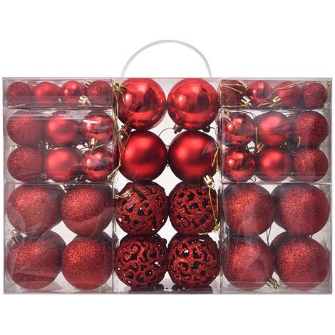 100er-Pack robuste Kunststoff-Weihnachtskugeln Weihnachtsdekoration für Innen und Außen Dekoration für Weihnachtsbaum rot (1/4)