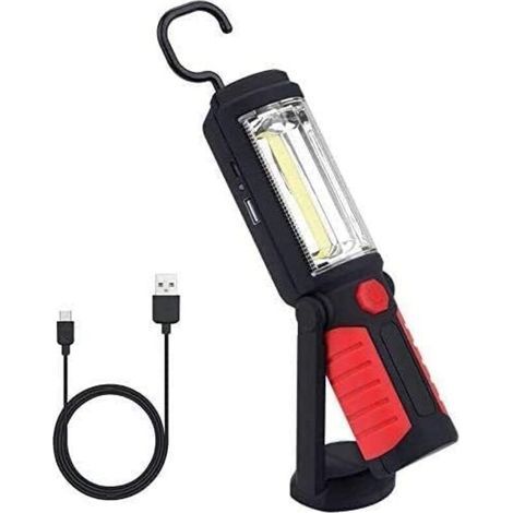 ZOLGINAH Wiederaufladbare LED-Taschenlampe mit Freisprechfunktion [NEUE VERSION 2022] 3W 2-in-1 COB-LED-Arbeitsleuchte für Camping/Wandern/Auto/Garage/Werkstatt, zwei Leuchtmodi, Rot