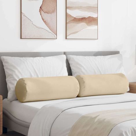 Bolsterkissen 2 Stück Creme Ø 25 x 70 cm Mikrofaserstoff