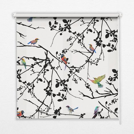 Store Enrouleur Intérieur pour Fenêtre - Store Tamisant - Store Enrouleur qui Laisse Passer la Lumière - Store Brise-Vue - Store - Store pour Intérieur - (100 cm x 140 cm) - Oiseaux sur les branches