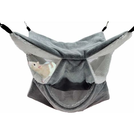 Hamac Rongeur Hamster Lit Suspendu Couchage Furet Nid Confortable avec 3 Couches de Labyrinthe Géométrique pour Petits Animaux Rat Hamster Écureuil pour Jouer et Dormir, Gris (1/5)